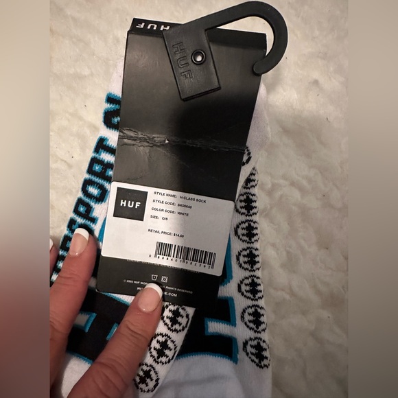 New Huf Men’s White 2002 Motor Sport Long Socks Unisex - Picture 4 of 4